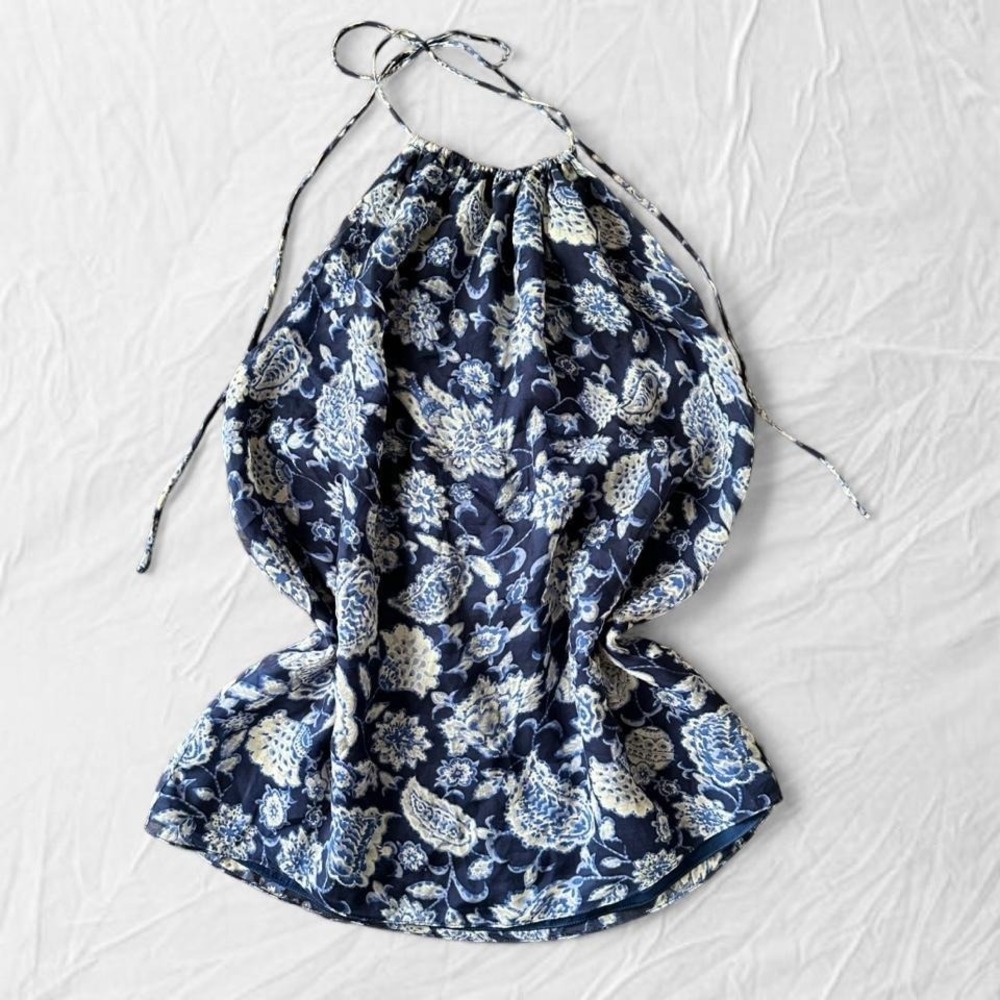 Alice + Olivia navy blue floral halter top